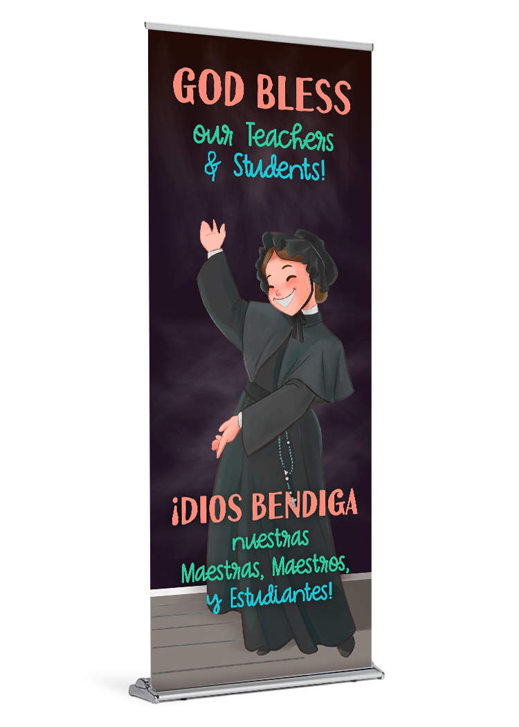 Cheerfulness - St. Elizabeth Ann Seton<br>by Happy Saint Art <br>Back to School Banner - Image 2