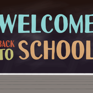 Welcome Back to School <br>St. Elizabeth Ann Seton <br>& St. Dominic Savio<br>by Happy Saint Art <br>Outdoor Banner