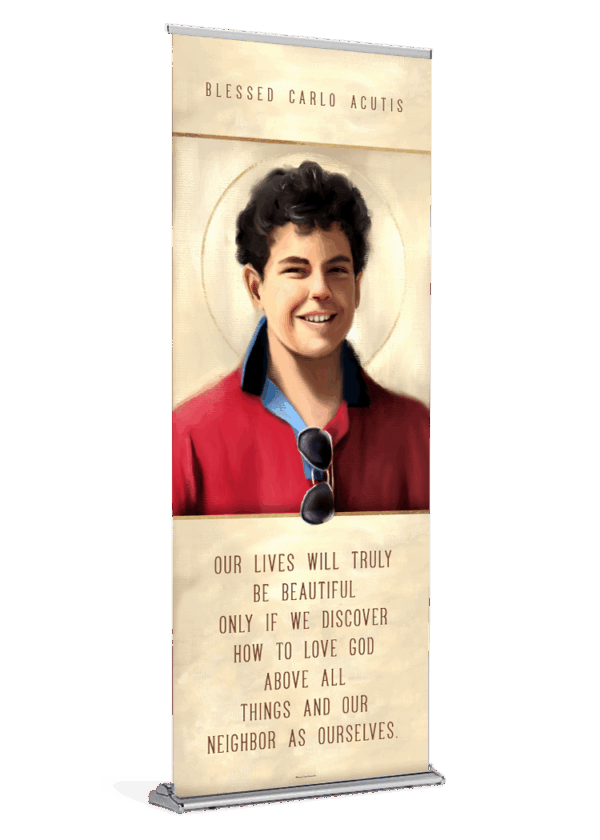 Blessed Carlo Acutis <br>by Catholic Artist The Living Heart Co <br>Banner