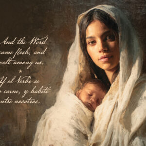 Silent Night with Mary and Child - Bilingual - Postcard