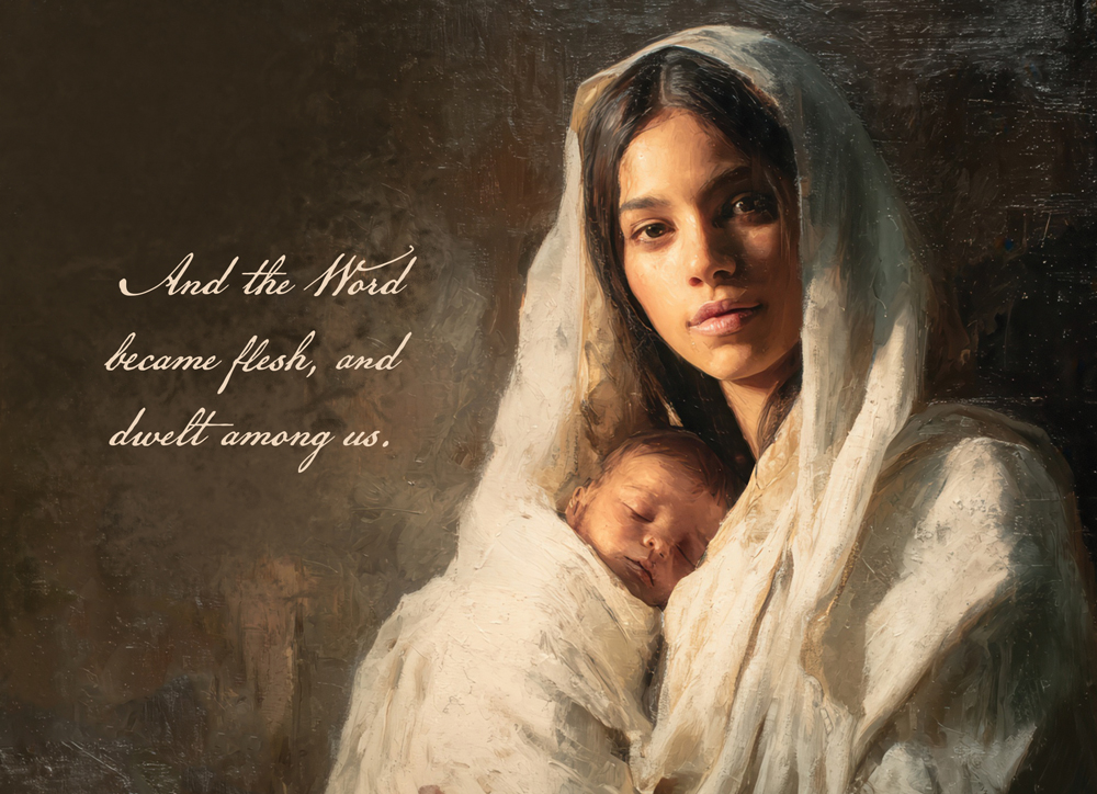 Silent Night with Mary and Child - English - Postcard