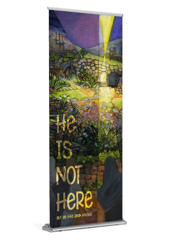 He is Not Here Banner by Catholic Artist Jen Norton