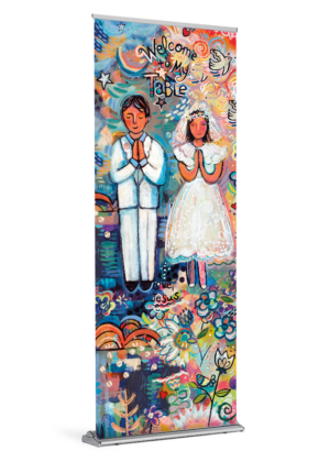 Welcome to My Table <br>First Communion <br>Banner by Catholic Artist Jen Norton