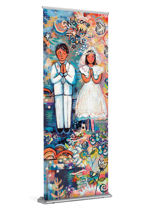Welcome to My Table <br>First Communion <br>Banner by Catholic Artist Jen Norton