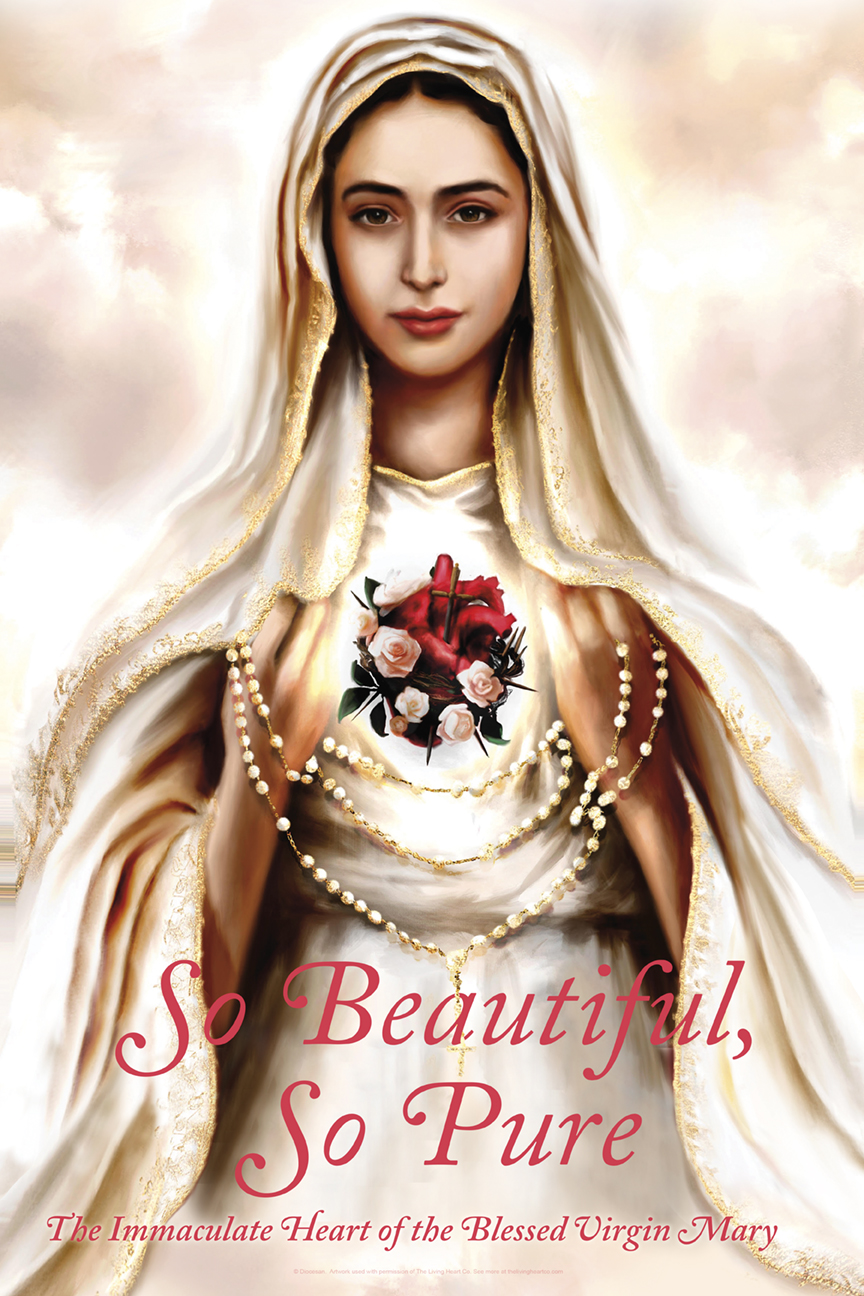 Beautiful and Pure - Immaculate Heart of Mary Poster by Featured Artist The Living Heart Company