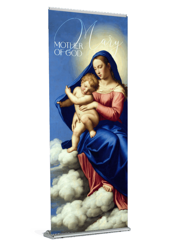Seated in the Clouds <br> Mary, Mother of God <br>Banner