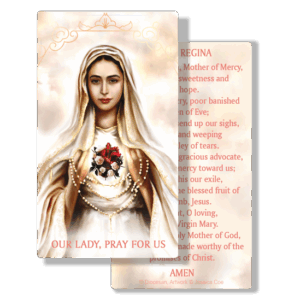 Beautiful and Pure - Our Lady of Fatima - Prayer Card - The Living Heart Co
