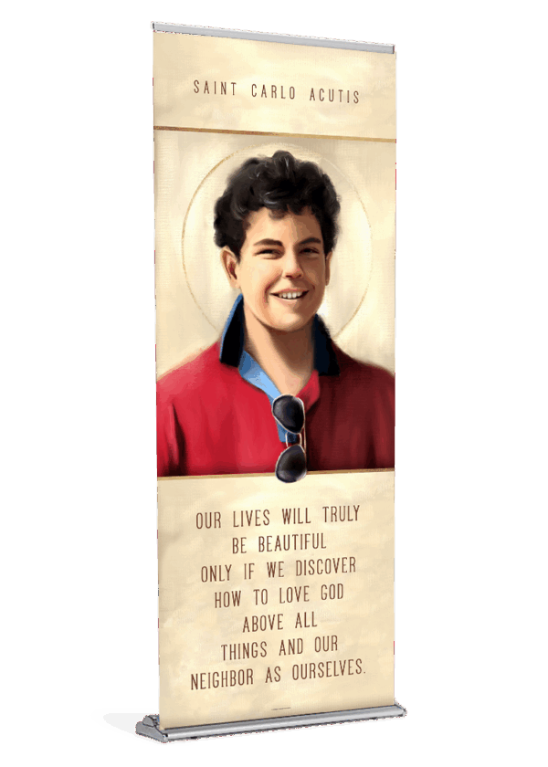 Saint Carlo Acutis <br>by Catholic Artist The Living Heart Co <br>Banner