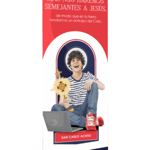 Saint Carlo Acutis <br>by Catholic Artist Matt Watters <br> Spanish Banner