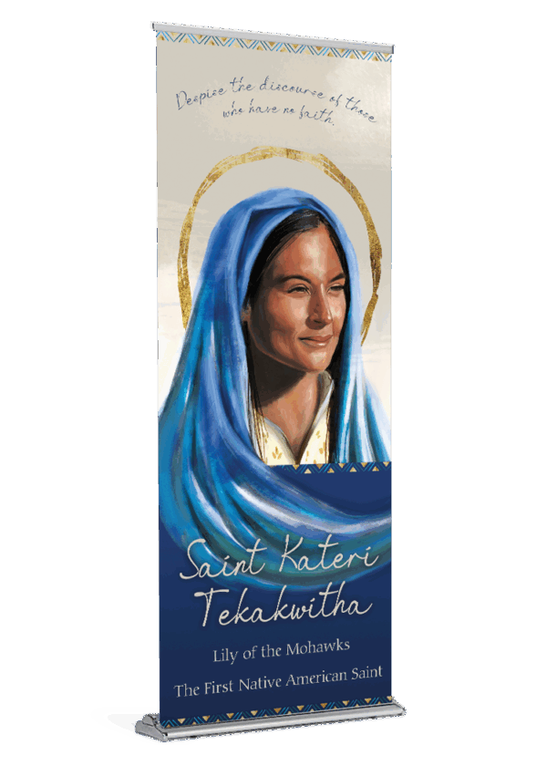 St. Kateri Tekakwitha <br>Lily of the Mohawks <br>Banner by Featured Artist <br>The Living Heart Co