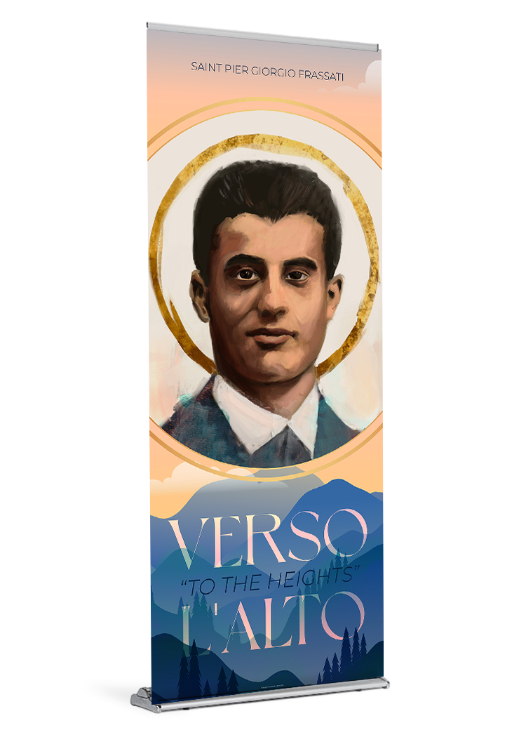St. Pier Giorgio Frassati<br>by Catholic Artist The Living Heart Co <br>Banner