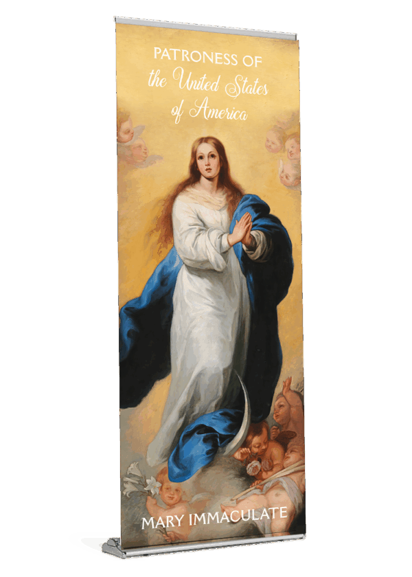 Patroness of America <br>Mary Immaculate <br>Banner