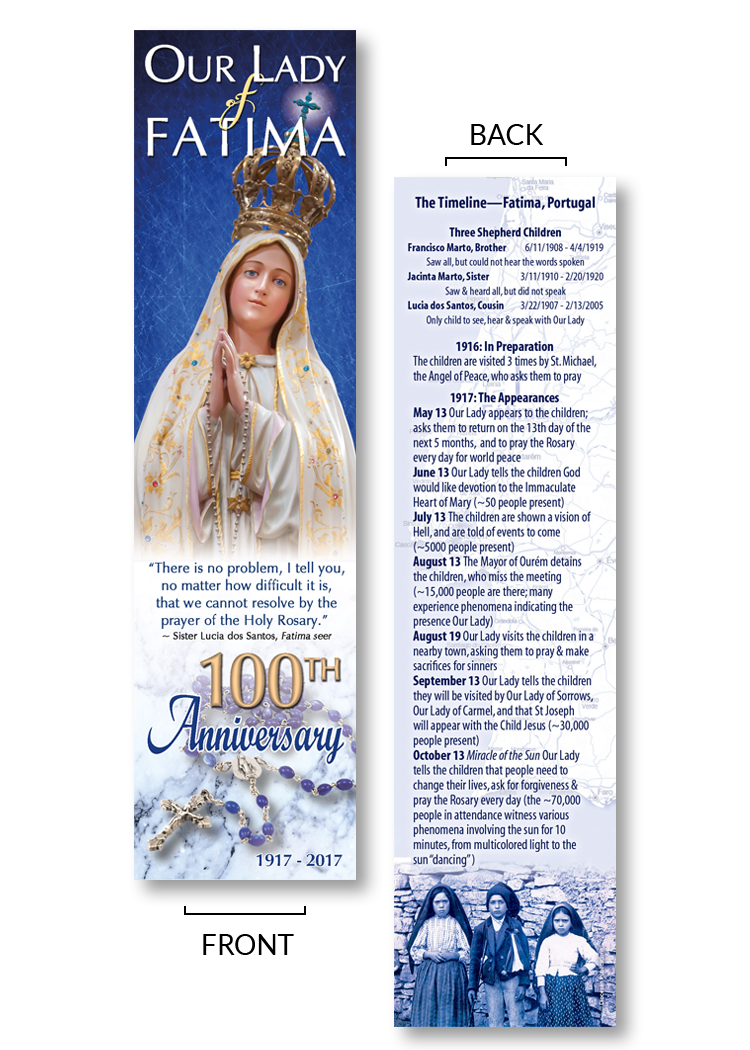 Our Lady of Fatima 100th Anniversary - Bookmark