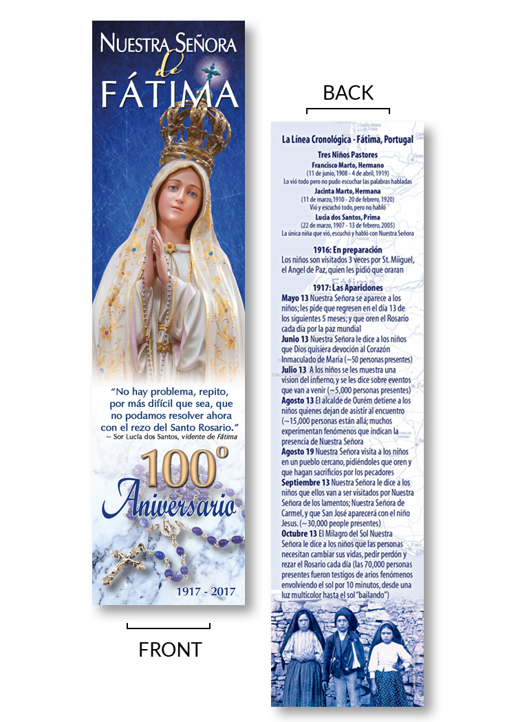 Our Lady of Fatima 100th Anniversary - Bookmark - Image 3