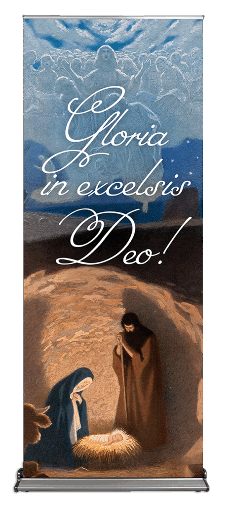 Christmas <br>Angels Above Holy Family<br>Banner