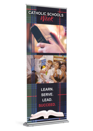 Catholic Schools Week Plaid Banner