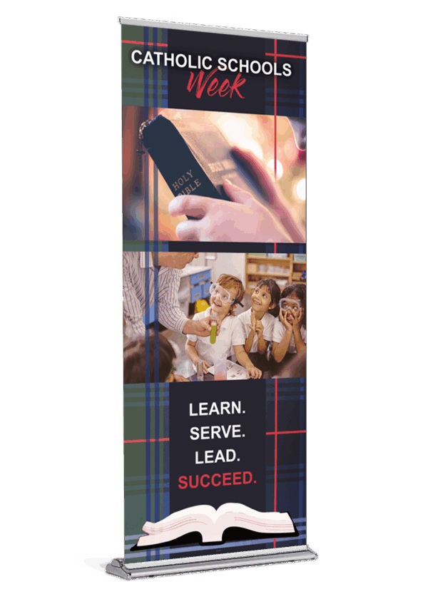 Catholic Schools Week Plaid Banner