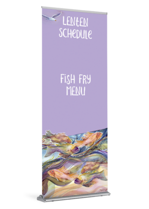 Artsy Fish<br>Lenten Fish Fry<br>Customizable Banner <br>by Catholic Artist Jen Norton