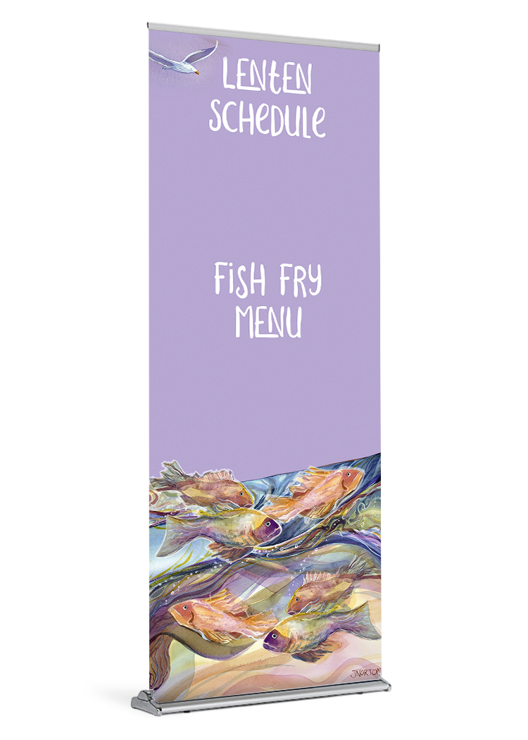 Artsy Fish<br>Lenten Fish Fry<br>Customizable Banner <br>by Catholic Artist Jen Norton