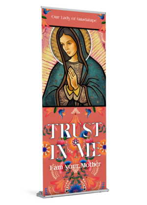 Our Lady of Guadalupe <br>Pink Floral <br>Banner