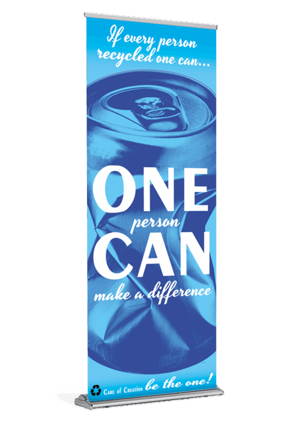 One Can, One Person<br> Care of Creation<br> Banner