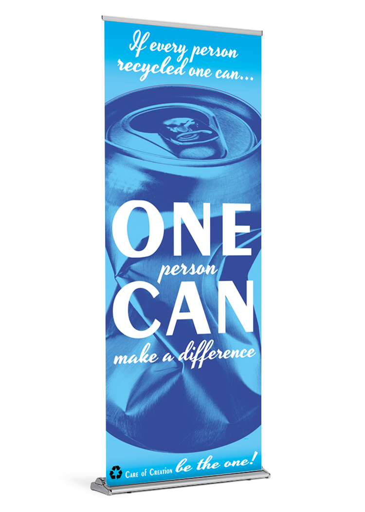 One Can, One Person<br> Care of Creation<br> Banner